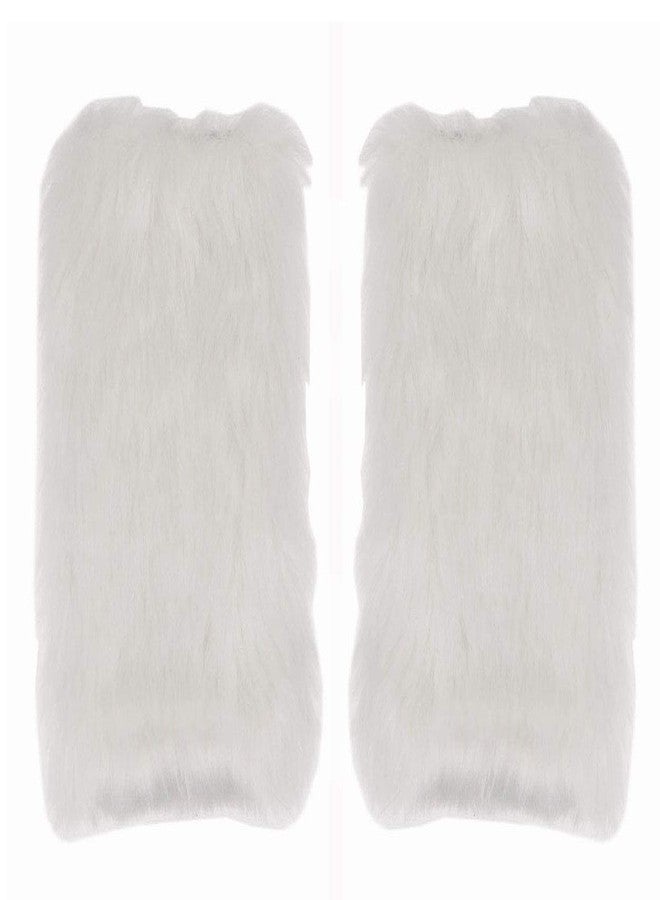 xperry Womens Faux Fur Fuzzy Leg Warmers Warm Fuzzy White Boot Sleeves Boot Covers Cuff Fluffy Rave Music Festival - Image 4